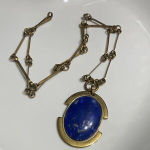 VTG Lapis Lazuli Oval Pendant Necklace